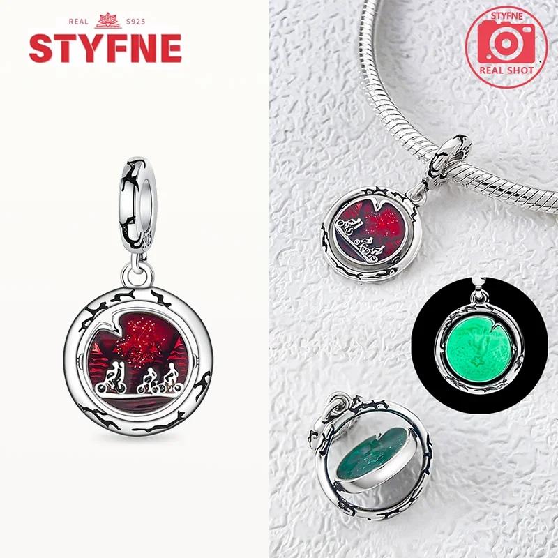 

SilverS925 Monster Character Pendant Glow in The Dark Red Heart Beads Fit Bracelet DIY Jewelry Gift for Women