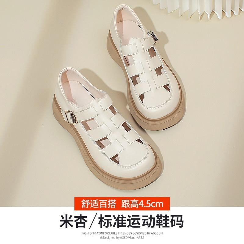 Baotou sandals women's 2025 new summer thick-soled hole retro woven pig cage shoes sports French Roman shoes