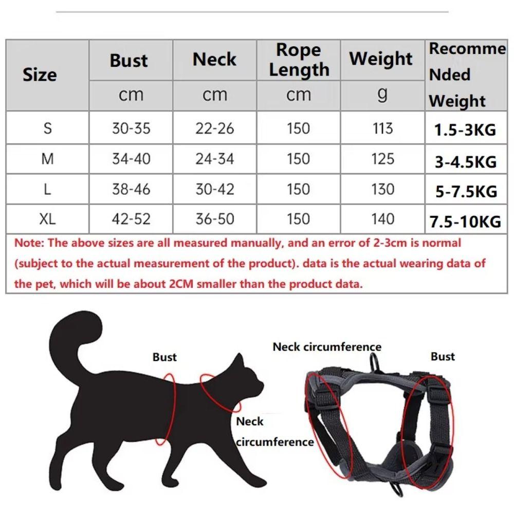 Reflective Trim Cat Harness Leash Set Vest Style Reflective Cat Harness Pets Supplies