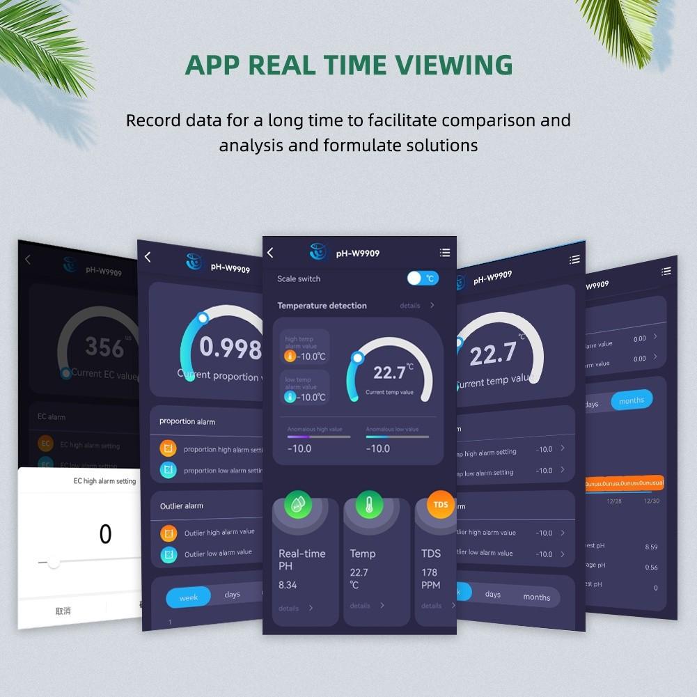 6-in-1 Portable Digital WiFi Water Quality Tester Aquarium Smart Control  Monitor Analyzer Multifunction PH Meter