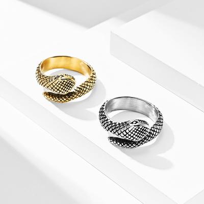 Neutral and Cool Style Stainless Steel Snake Ring Personalized Small Animal Snake Ring