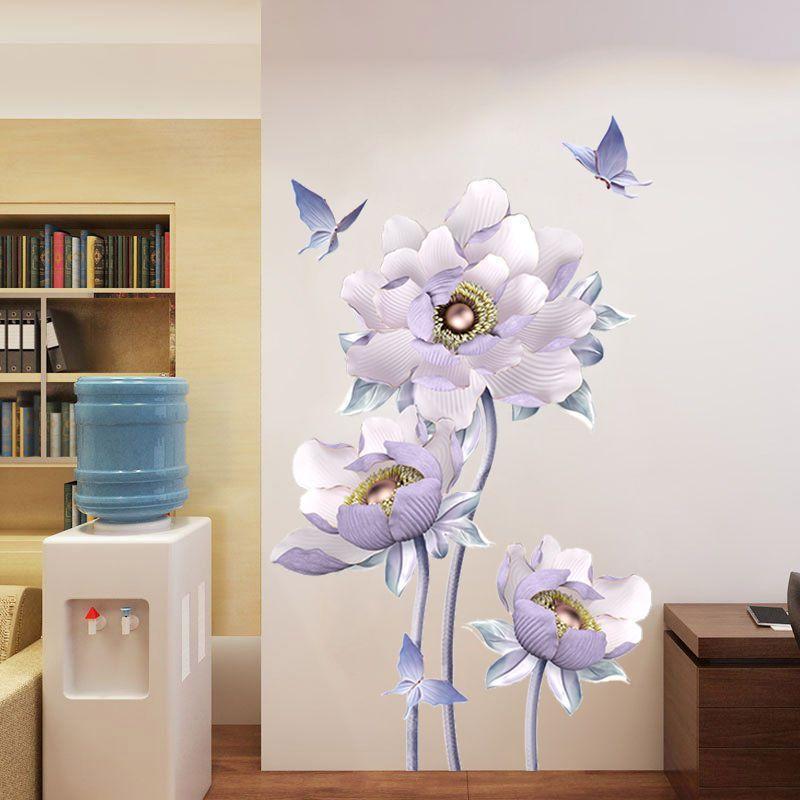 Floral Wall Sticker PVC Self Adhesive Removable Decal for Kitchen Bathroom Bedroom Home Decor
