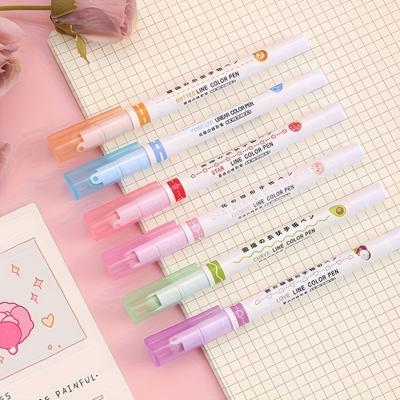 1 Set of 6 Multi-color Contour Pens, Bright Colors, Decorative Writing of Multi-color Patterns, Suitable for Students To Draw