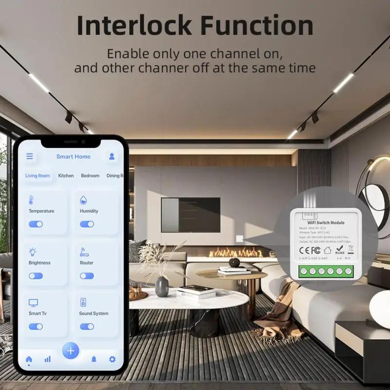 Tuya WiFi Smart Switch Module 1/2/3/4 Gang Dual Way Control Via Smart Life APP Alexa Home Yandex Alice Voice Control