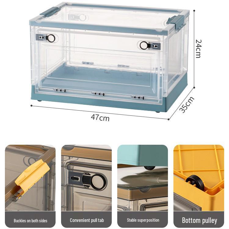 Large Outdoor Portable Transparent Foldable Storage Box for Clothes, Toys, Snacks, Books - Dustproof and Ideal for Home Use.