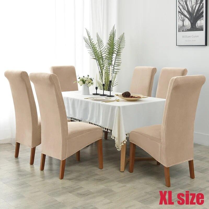 High Back & Universal Velvet Chair Cover Stretch Soft Chair Covers for Dining Room Wedding Hotel Home Decor Seat Case M XL Size