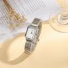 Fashionable Simple Small Square Steel Women's Quartz Watch Jewelry Set 2 Sets, Suitable for Christmas and Halloween Gifts