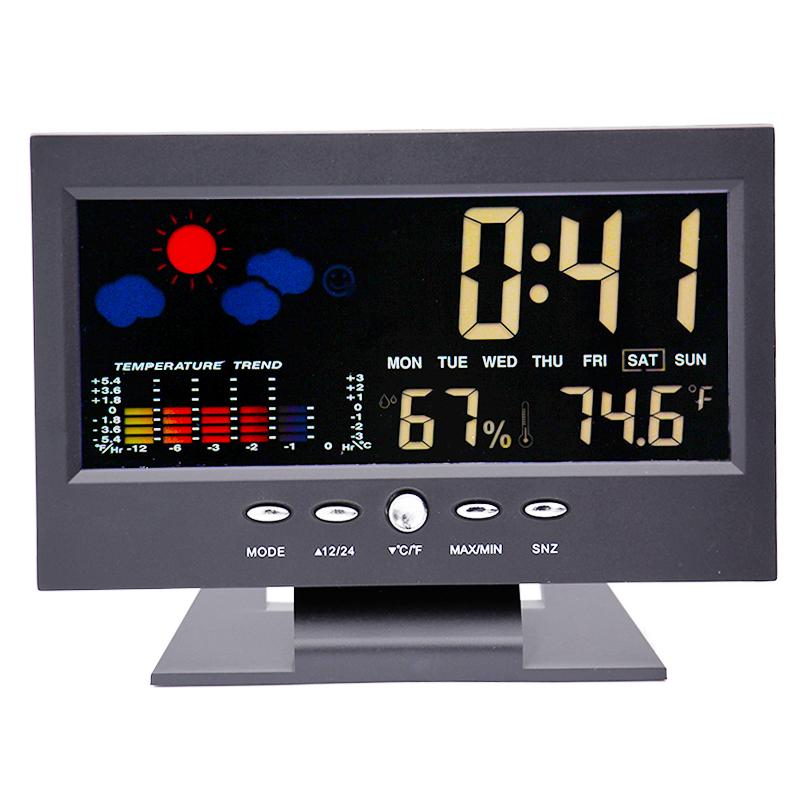 Multi-functional Weather Station Clock Thermometer Hygrometer Calendar Digital LCD Display Temperature and  Humidity Meter