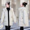 2025 winter Korean version of hooded bread jacket plus size thickened down cotton jacket women's mid-length loose cotton jacket