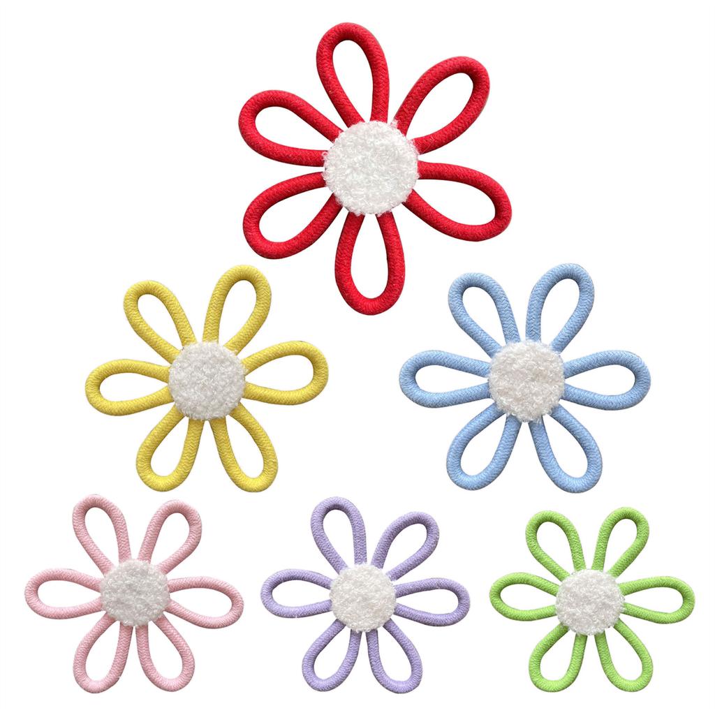 6Pcs Cotton Rope Flower Nursery Wall Decors Kid Room Decorations for Girl Woven Colorful Flower Ornaments Wall Hangings