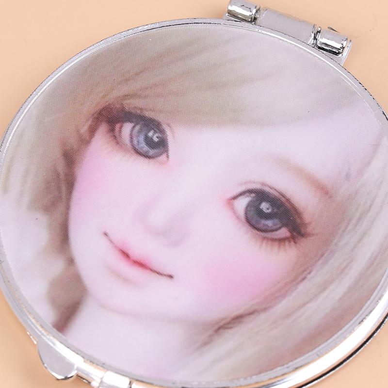 3D Image Cute Doll Mini Pocket Mirror Small Portable Mirror Double-Sided Plastic Makeup Mirror Flip Makeup Mirror