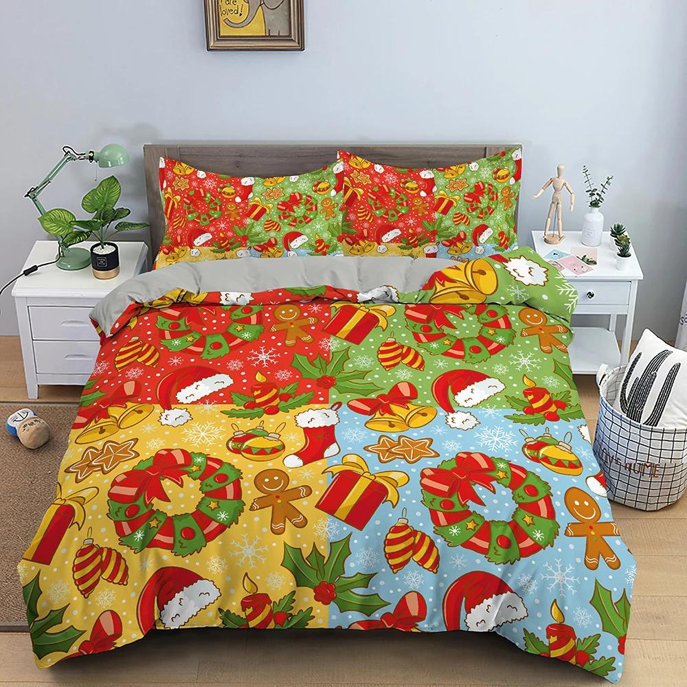 Set Biancheria da Letto Decorazione Natalizia Lusso Morbido Copripiumino Set 3D Stampato Natale Coperta Trapuntata King Queen Twin Size Tessile per la Casa