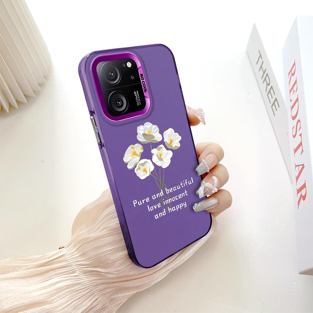 

Окрашенный узор, цветной серебристый, двухсторонний, жесткий, противоударный чехол для телефона Xiaomi Redmi Poco Xiaomi Poco X6 Pro темно-фиолетового