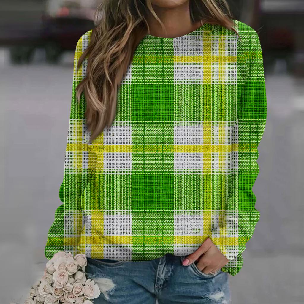 Dámská módní ležérní mikina s dlouhým rukávem a potiskem u krku