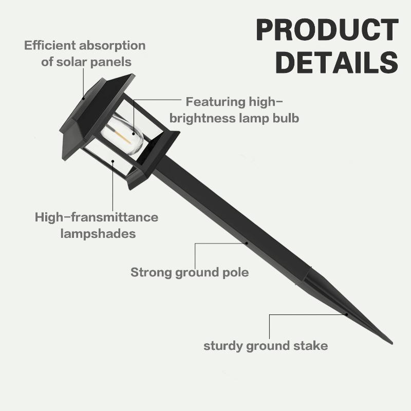 

Солнечная лампа Уличная садовая лампа Садовая лампа для тропинок Газонная лампа Атмосферное освещение Ландшафтная лампа Энергосберегающая и Сверхъяркая Warm light