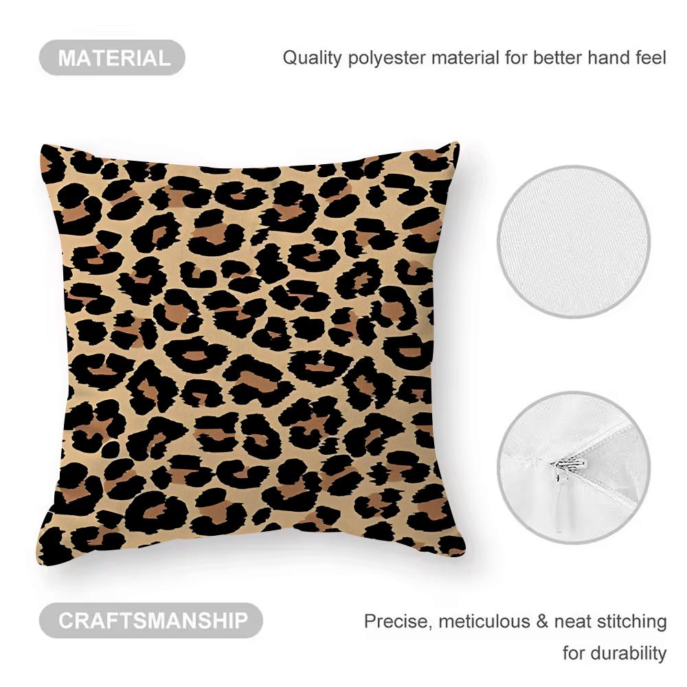 Leopard Print Cushion Cover Comfortable Reversible Pillow Cover Ideal For Car Sofa Bedroom & Beyond