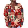 Women's Fashion Christmas Printed Long Sleeve Knitted Cardigan Button Down Jacket