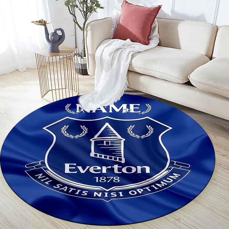 Custom Name,Everton FC pattern round rug,Carpet Rug for Living Room Bedroom Playroom ,Non-slip Floor Mat,Holiday Gifts and Birthday Gifts.