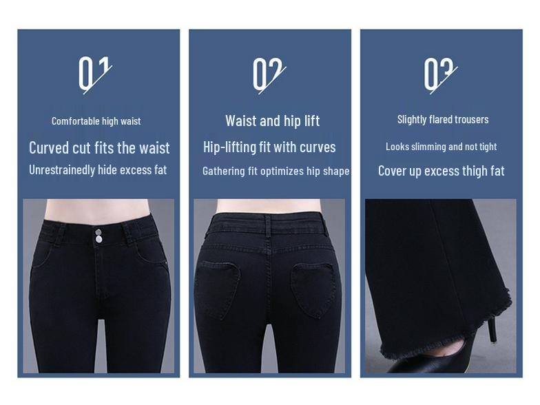 2025 Women's High-Waisted Slimming Flared Jeans - Stylish Spring/Autumn Casual Trousers