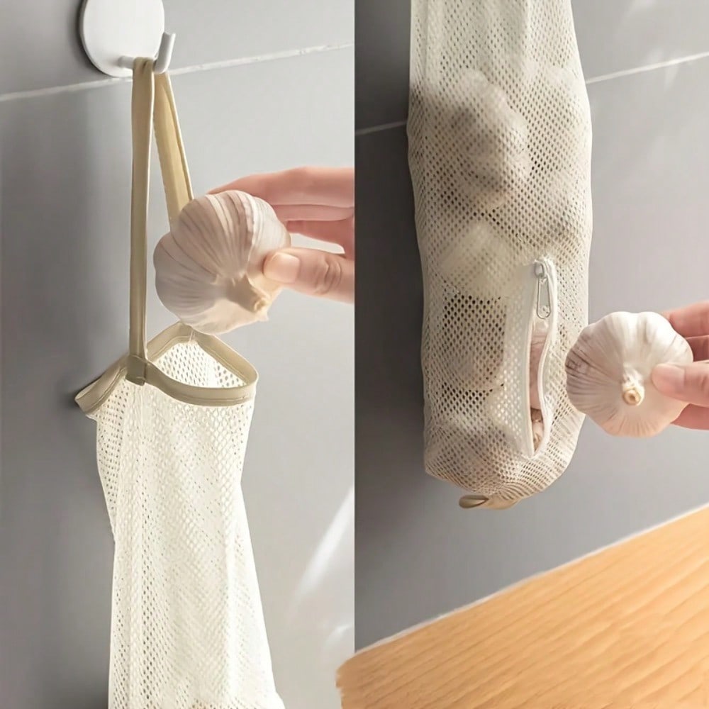 Single Pack Onion Ginger Garlic Storage Bag, Fruit And Vegetable Hanging Mesh Bag, Wall-Mounted Shopping Bag Garbage Bag Storage Net