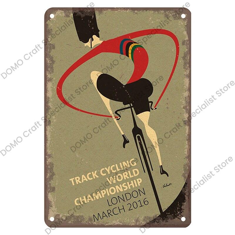 Hisun Tin Sign Vintage Bicycle Poster Metal Signs Plaque Retro Bike Cyclocross Metal Plate Tin Sign Garage House Wall Decor Xcm