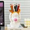 Cute Rabbit Ear Bubble Blowing Girl Pen Holder Multi Functional Storage Pen Holder Office Desktop Stationery Storage Bucket