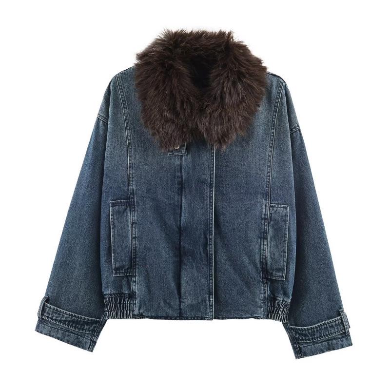 2025 Winter Retro European & American Style Stand Collar Button Jacket Large