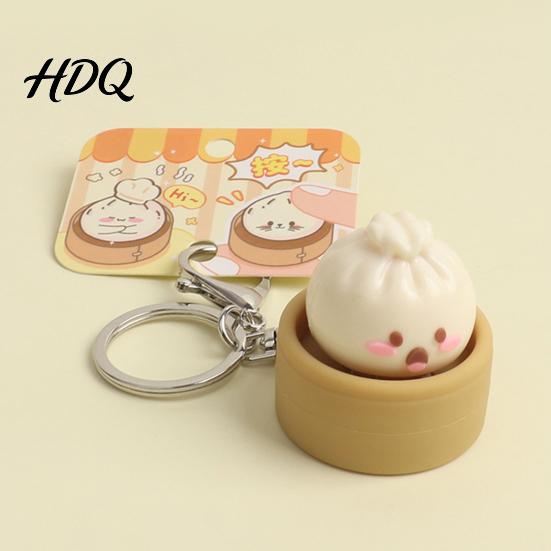 Keychain Pendant 1/2/3Pcs Stress Relief Toy Mini Steamer Bun School Bag Decoration Soft Elastic Squeeze Decompression