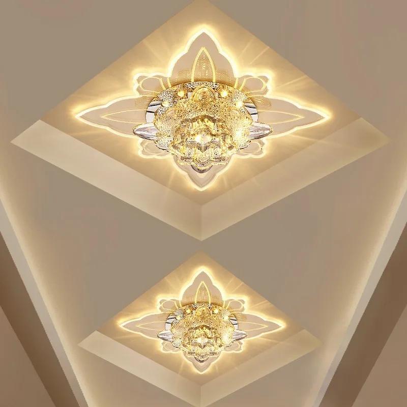 European Modern Minimalist Living Room Spotlight Led Crystal Aisle Corridor Porch Acrylic Creative Entrance Hall Light LX101601