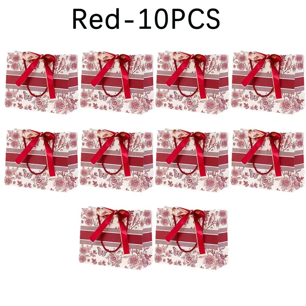 

Новые Белые Картонные Винтажные Узоры Красный Синий Двойные Ленты Бант Высокая Мода Сумки Праздничный Подарок Хранение Декоративные Сумки S-18X16X10cm