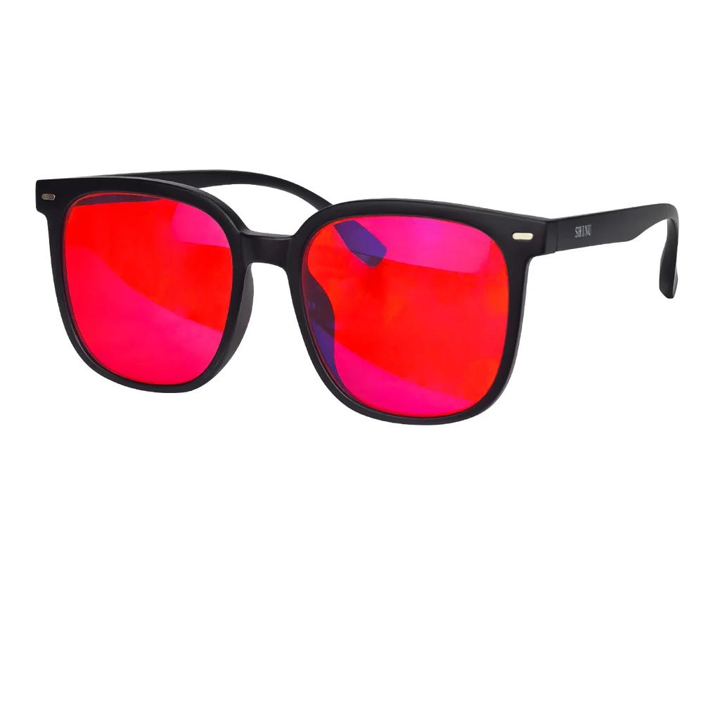Orange Blaulichtblockierende Brille für Damen Großes Gesicht Rotes Glas Verbessert den Schlaf Linderung von Schlaflosigkeit 146mm