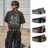 Metal Alloy Buckle Studded PU Belt Camo Print Punk Street Belt Hip Hop Waist Belt  Street Outfit