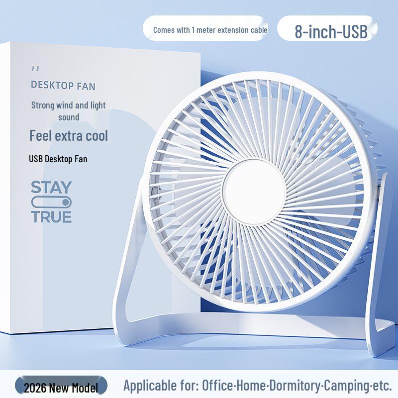 USB Mini Desk Fan: Silent, Strong Wind 5/6/8-Inch for Office or Dorm 5-inch