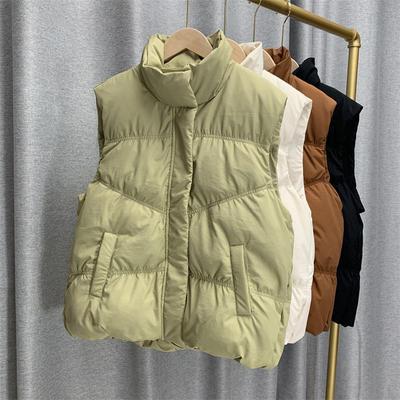 Winter Autumn Women's Stand Collar Solid Color Sleeveless Warm Vest For Ladies Loose Chic White Duck Down Coat