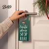 Kids Room Holiday Decor Christmas Door Handle Sign, Santa Please Stop Here Plastic Seasonal Ornaments Festive Knob Hanger Sign for Bedroom Decoration