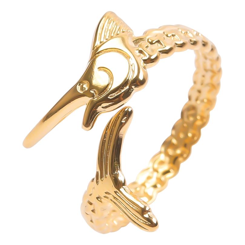 Sea Fish Ring Opening Adjustable Stainless Steel Rings For Women Men Accessories Steampunk Jewelry Animal Bague Anillo Hombre