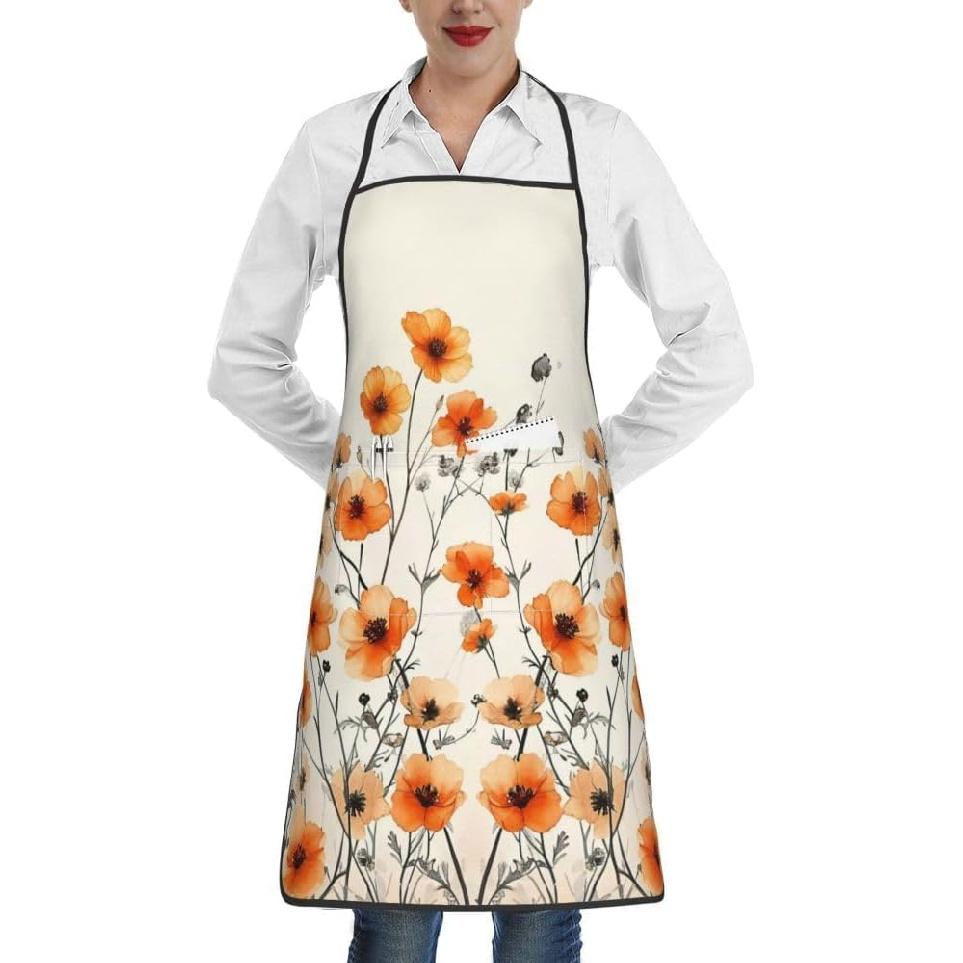 Women Men Aprons Bib Chef Baking Aprons with Pockets for Decor Kitchen BBQ Baking Grilling Cooking