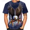 2024 Summer Men's Short Sleeved 3D Digital Printed Loose Casual White Eagle T-shirt Plus Size