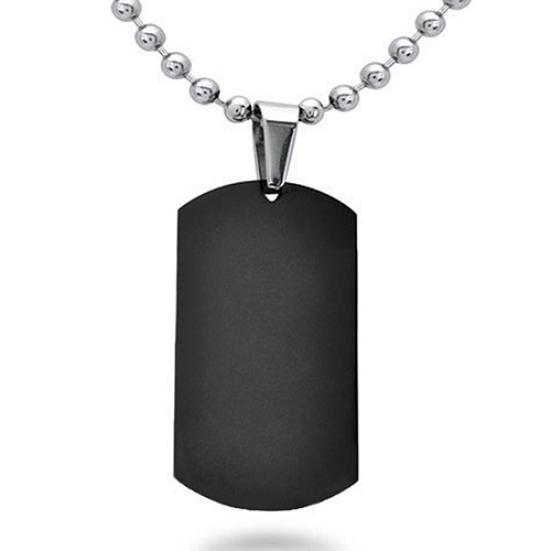 Men's Women's Punk Fashion 316L Stainless Steel Polished Rectangular Dog Tag Necklace