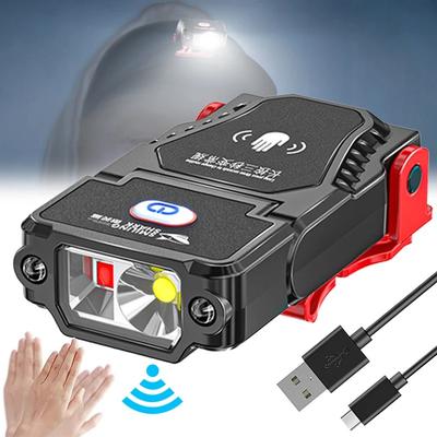 550MAH Mini Sensore LED Faro Angolo Regolabile Cappello Berretto Clip Luci Impermeabile USB Ricaricabile Lampada Esterno Campeggio Pesca Faro