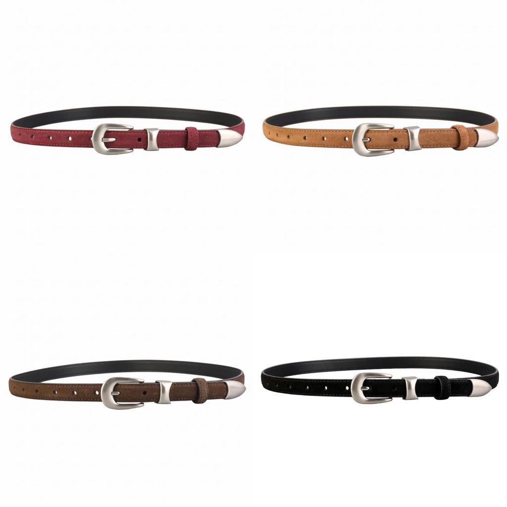 Minimalist Leather Belt For Women With Alloy Buckle For Casual And Office Wear