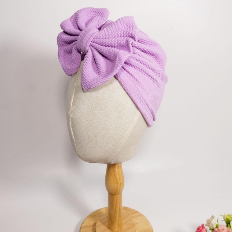 F23 children's hat cotton tied pullover hat soft knitted fabric baby pleated bow baby headscarf cloth