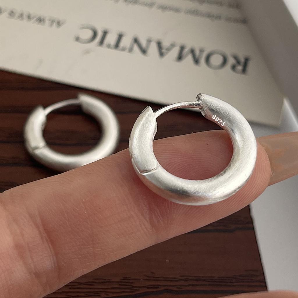 925 Sterling Silver Vintage Earrings For Women Simple Round Shinning Earring Jewelry Prevent Allergy Party Accessories Gift