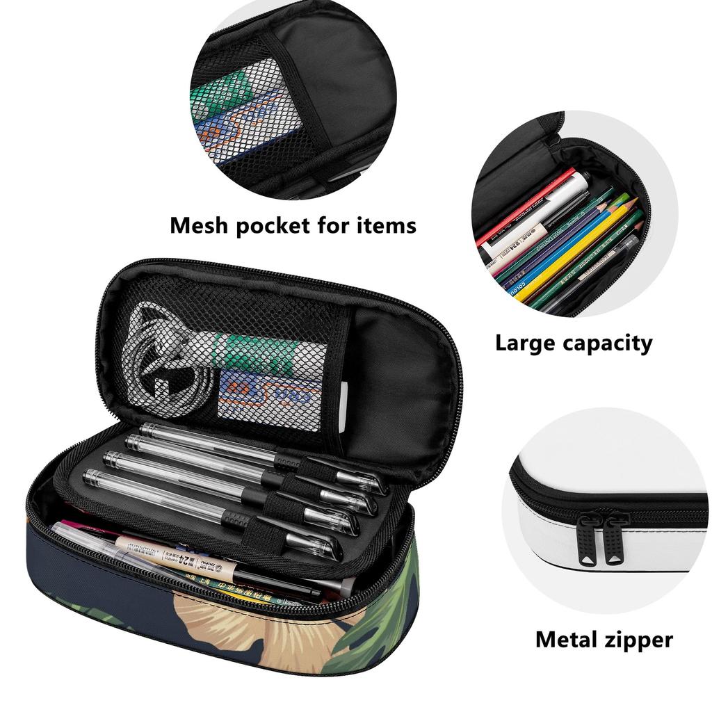 Pen Case Daily Use Strong Polyester Fabric Smooth Zipper with Spacious Main Pocket Mesh Layer and Pen Slot Divider for Boys Girls
