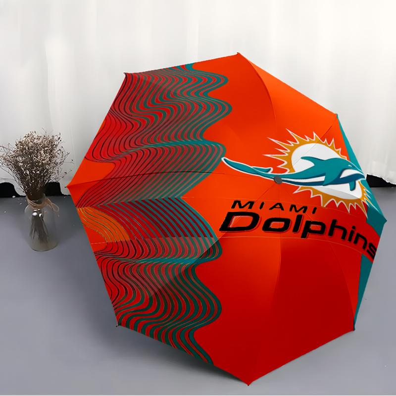 Printed Miami Dolphins logo Folding Umbrella,Outdoor,Leisure,And Travel Umbrella,Durable Umbrella Fabric,Birthday And Holiday Gift