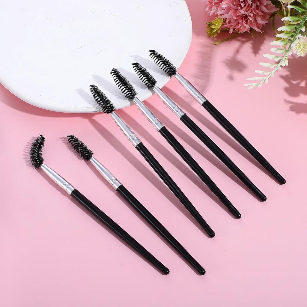 6 Pack Eyelash Brush Eyebrow Spoolie Reusable Mascara Brush Wands Black Portable Eye Brushes Makeup Lash Spoolies Set for Eyelash Extension Makeup