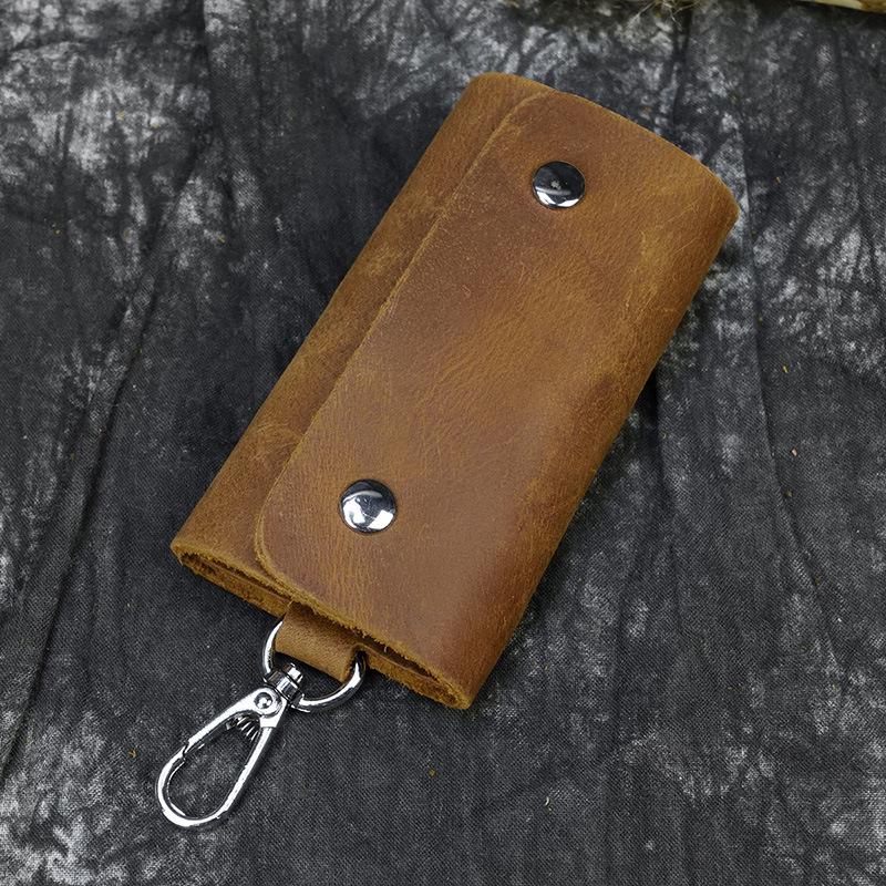 Leder Schlüsseltasche, Crazy Horse Leder Schlüsselanhänger, Erste Schicht Rindsleder, Mehrfarbige Auswahl, Stabil 1001