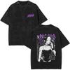 Anime Nana Osaki Vintage Washed T-shirts Grunge Black Stones Y2k Streetwear 90s Cartoon Oversized Short Sleeve T Shirt Unisex