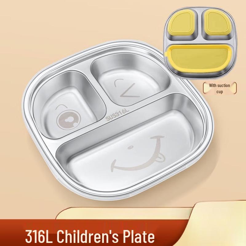 Kids 316 Stainless Steel Divided Plate with Suction Cup