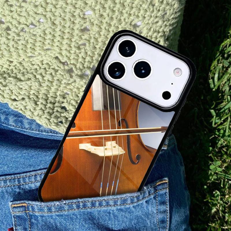 Wood Cello Violin Phone Case For iPhone 17 AIR 16 Pro Max 15 14 Pro 11 12 13 Shockproof Silicone Cover